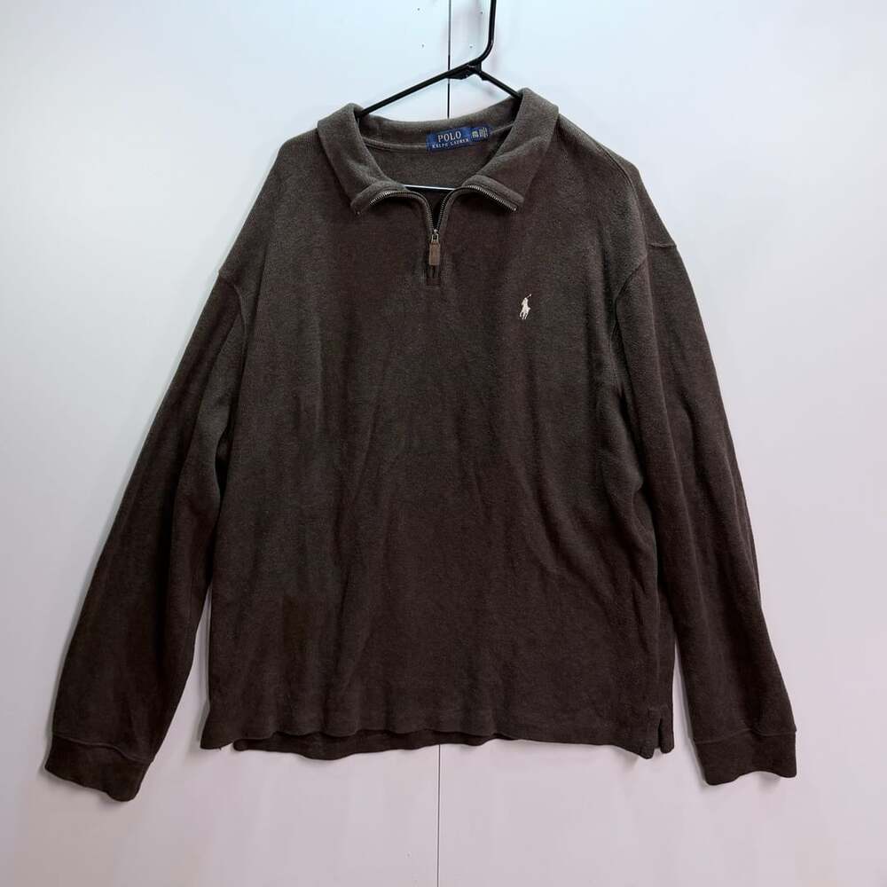 Polo Ralph Lauren 1/4 Zip Pullover Sweatshirt Brown XXL